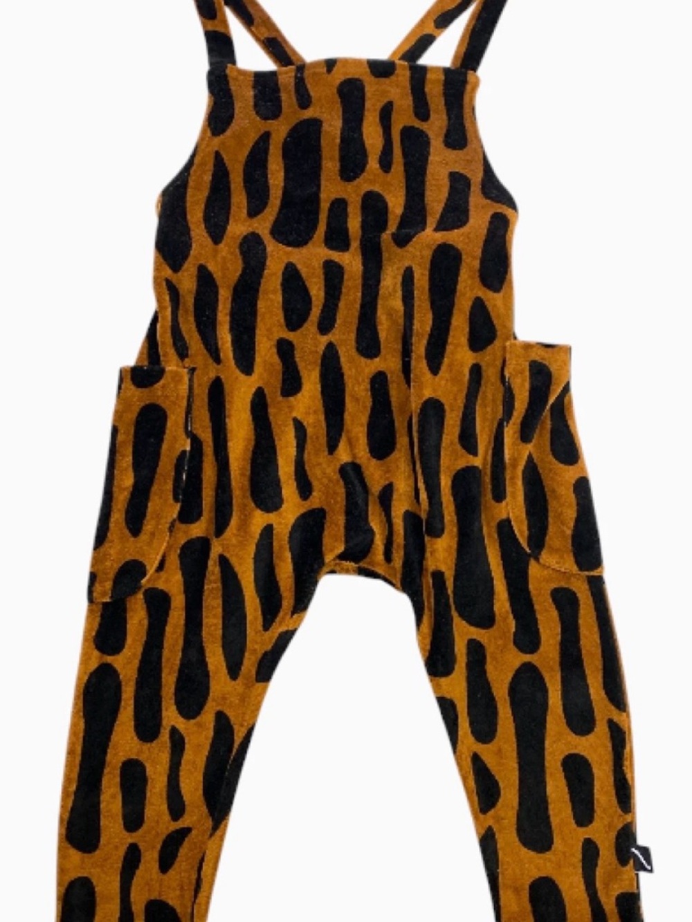 Kids Brown & Black Patterned Overalls Jumpsuit
